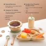 Baby-Bamboo-Dinnerware-With-Silicone-Suction-Cups-Kid-Feeding-Tableware-Set-Bowl-Plate-Fork-Spoon-Cup