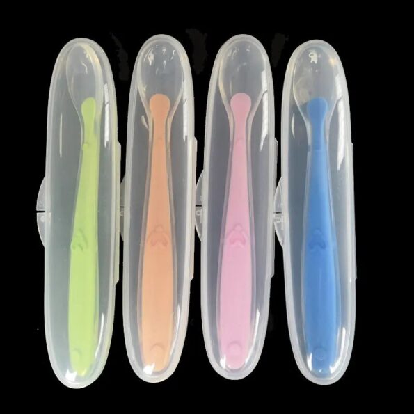 Baby-Soft-Silicone-Spoon-with-Storage-Box-Candy-Color-Temperature-Sensing-Spoon-Children-Food-Feeding-Dishes-1