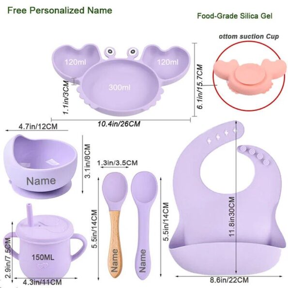 Crab-Plate-For-Baby-Silicone-Tableware-Suction-Bowl-Plate-Tray-Bibs-Spoon-Personalized-Name-Baby-s-1