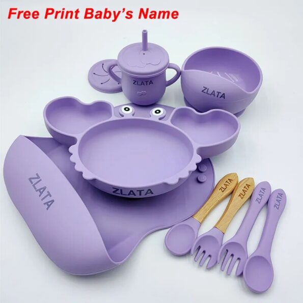 Crab-Plate-For-Baby-Silicone-Tableware-Suction-Bowl-Plate-Tray-Bibs-Spoon-Personalized-Name-Baby-s-2