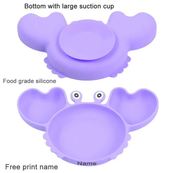 Crab-Plate-For-Baby-Silicone-Tableware-Suction-Bowl-Plate-Tray-Bibs-Spoon-Personalized-Name-Baby-s-5