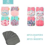 HappyFlute-8-diapers-8-Inserts-Baby-Cloth-Diapers-One-Size-Adjustable-Washable-Reusable-Cloth-Nappy-For
